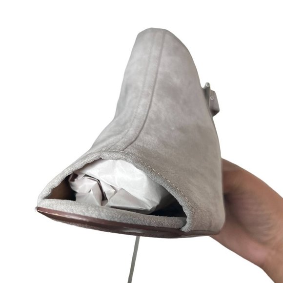 Loft Gray Faux Suede Peep Toe Boho Heel Sandals Size 10 - Picture 9 of 11